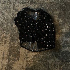 Women's short sleeve cropped button up